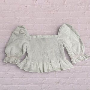 Tommy Hilfiger White Smocked Blouse